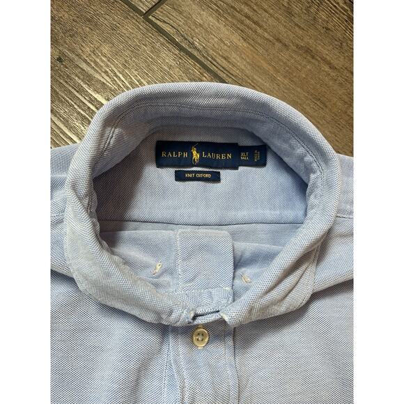 Ralph‎ Lauren Blue Knit Oxford Short Sleeve Polo Men’s Size XL Tall - Picture 4 of 8